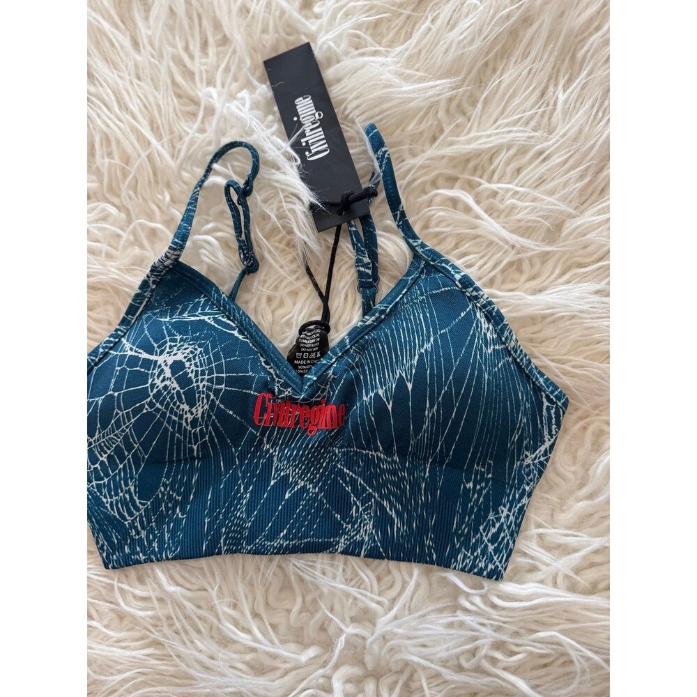 Civil Regime Overran by Webs Kelly Seamless Sports Bra Blue Size XS - Picture 3 of 6